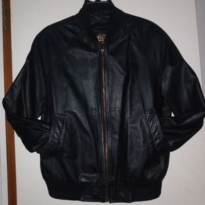 Vintage: Black Aigner Bomber 100% Genuine Leather Jacket Sz M